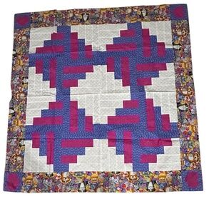 Quilt Top - unfinished quilt Lap size Vibrant Cat Fabric Edge